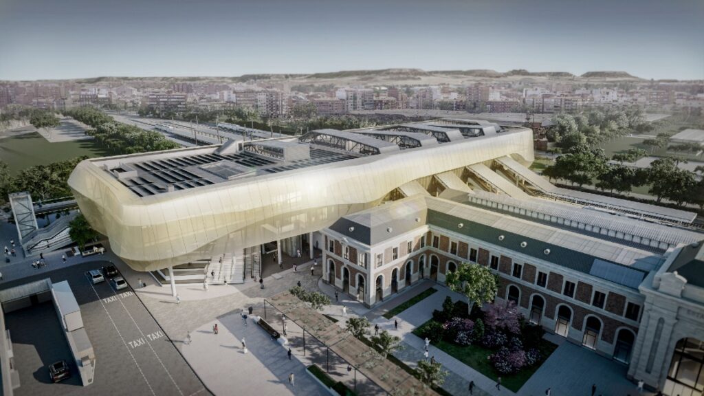 Render 3D de la nueva estación de tren de Valladolid (España)